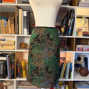 Jigsaw Green and Black Floral Pencil Skirt